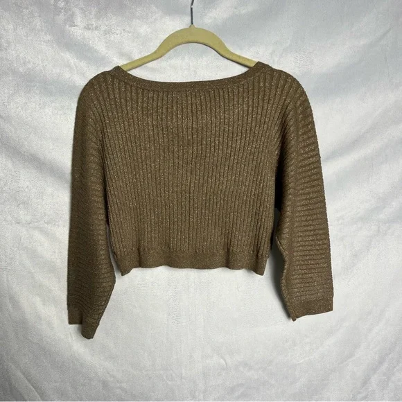 BCBG Metallic Cropped Ribbed Sweater - Picture 8 of 8